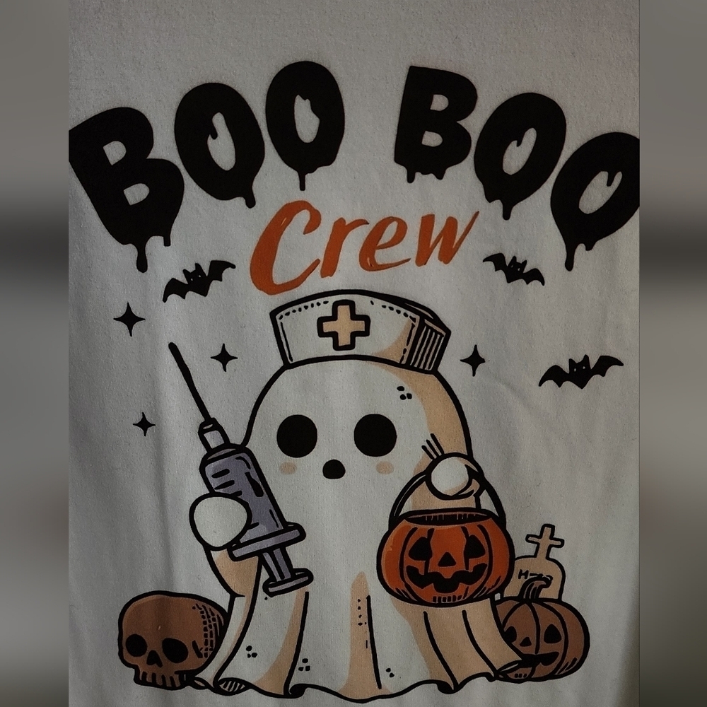 Gildan White Boo Boo Crew Short Sleeve Tee - Picture 3 of 5